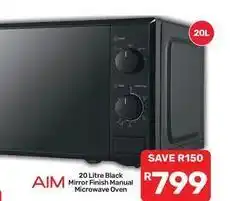 Pick n Pay Aim - 20 litre black mirror finish manual microwave oven offer