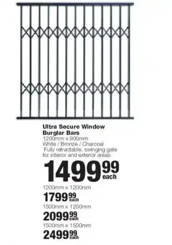 Ultra Secure Window Burglar Bars