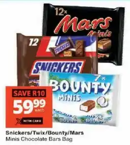 Checkers Snickers/Twix/Bounty/Mars Minis Chocolate Bars Bag offer