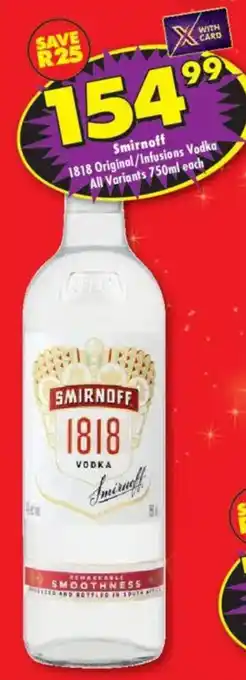 Shoprite Liquor Smirnoff 1818 Vodka offer