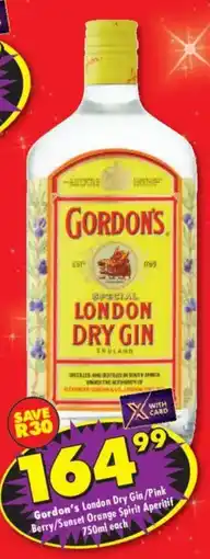 Shoprite Liquor Gordon's London Dry Gin offer