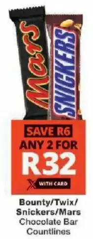 Checkers Bounty/Twix/Snickers/Mars Chocolate Bar Countlines offer