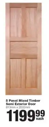 Build It 5 Panel Mixed Timber Semi Exterior Door offer