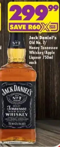 Shoprite Liquor Jack Daniel's Old No. 7/ Honey Tennessee Whiskey/ Apple Liqueur offer