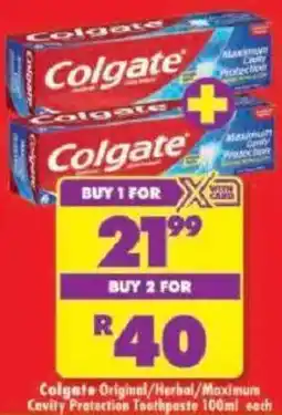 Shoprite Colgate Original/Herbal/Maximum Cavity Protection Toothpaste offer