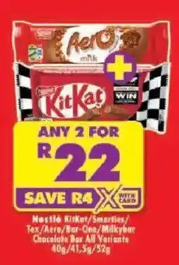 Shoprite Nestlé KitKat/Smerties/Tex/Aero/Bar-One/Milkybar Chocolate Bar offer