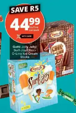 Checkers Gatti Jolly Jelly/Surf-Joy/Choc-O-Lina Ice Cream Sticks offer