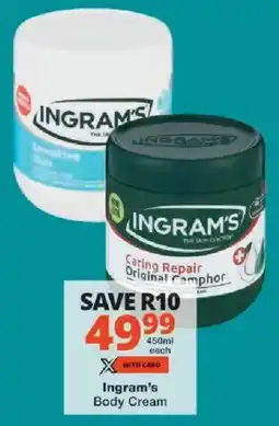 Checkers Ingram's Body Cream offer