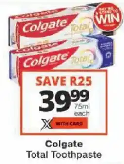 Checkers Colgate Total Toothpaste offer