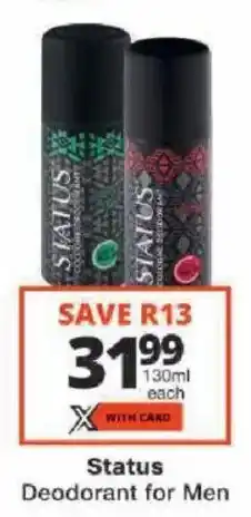 Checkers Status Deodorant for Men offer