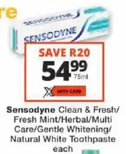 Checkers Sensodyne Toothpaste offer