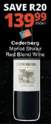 Checkers Cederberg Merlot Shiraz Red Blend Wine offer