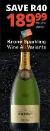 Checkers Krone Sparkling Wine All Variants offer