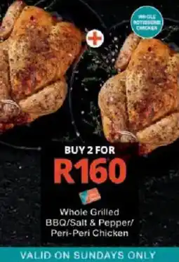 Checkers Whole Grilled BBQ/Salt & Pepper/Peri-Peri Chicken offer