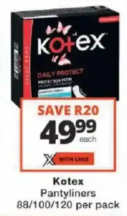 Checkers Kotex Pantyliners offer