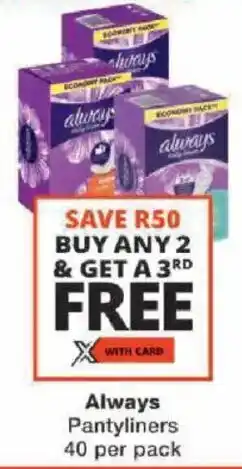 Checkers Always Pantyliners offer