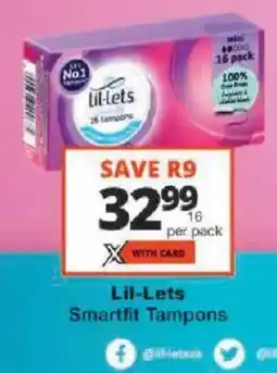Checkers Lil-Lets Smartfit Tampons offer