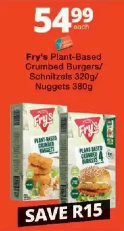 Checkers Fry's Plant-Based Crumbed Burgers/Schnitzels/Nuggets offer