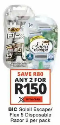 Checkers BIC Soleil Escape/Flex 5 Disposable Razor offer