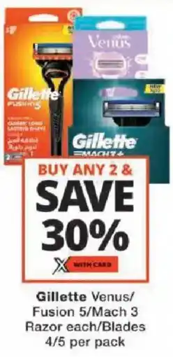 Checkers Gillette Venus/ Fusion 5/ Mach 3 Razor/ Blades offer