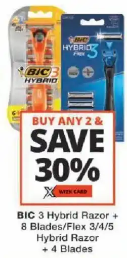 Checkers BIC 3 Hybrid Razor + 8 Blades/ Flex 3/4/5 Hybrid Razor + 4 Blades offer