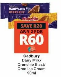 Checkers Cadbury Dairy Milk/Crunchie Blast/Oreo Ice Cream offer
