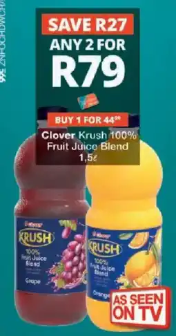 Checkers Clover Krush 100% Fruit Juice Blend offer