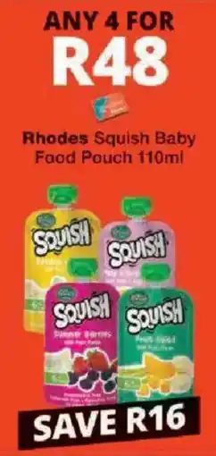 Checkers Rhodes Squish Baby Food Pouch offer