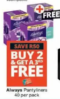 Checkers Always Pantyliners offer