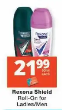 Checkers Rexona Shield Roll-On for Ladies/Men offer