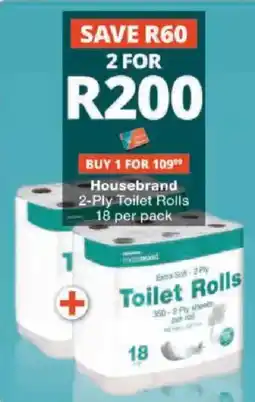 Checkers Housebrand 2-Ply Toilet Rolls offer
