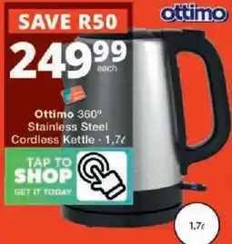 Checkers Ottimo 360° Stainless Steel Cordless Kettle offer