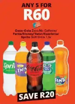 Checkers Hyper Coca-Cola Zero/No Caffeine/Fanta/Stoney/Twist/Sparletta/Sprite Soft Drink offer