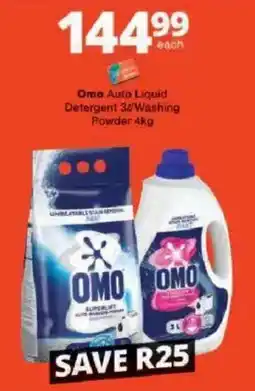 Checkers Hyper Omo Auto Liquid Detergent 3/Washing Powder 4kg offer