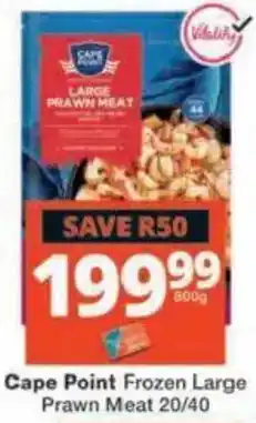 Checkers Hyper Cape Point Frozen Large Prawn Meat offer