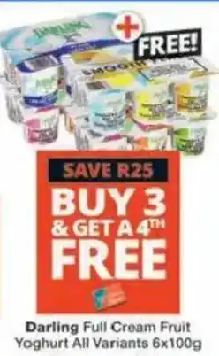 Checkers Hyper Darling Full Cream Fruit Yoghurt offer