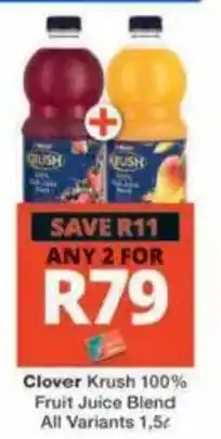 Checkers Hyper Clover Krush 100% Fruit Juice Blend offer