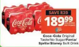 Checkers Hyper Coca-Cola Original Taste/No Sugar/Fanta/Sprite/Stoney Soft Drink offer