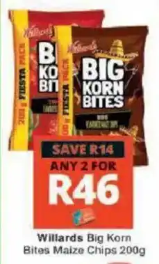 Checkers Hyper Willards Big Korn Bites Maize Chips offer