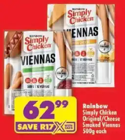 Shoprite Rainbow Simply Chicken Viennas offer