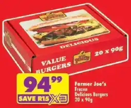 Shoprite Farmer Joe's Frozen Delicious Burgers offer