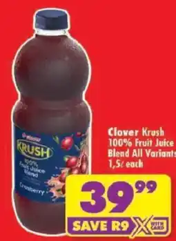 Shoprite Clover Krush 100% Fruit Juice Blend offer