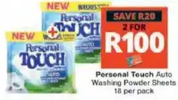 Checkers Hyper Personal Touch Auto Washing Powder Sheets offer