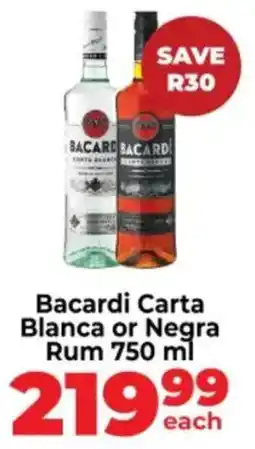 Diamond Discount Liquor Bacardi Carta Blanca or Negra Rum offer