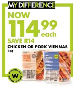 Woolworths Chicken or Pork Viennas offer