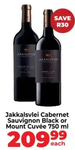 Diamond Discount Liquor Jakkalsvlei Cabernet Sauvignon Black or Mount Cuvée offer