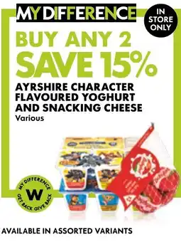 Woolworths Ayrshire Character Flavoured Yoghurt and Snacking Cheese offer