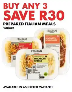 Woolworths Prepared Italian Meals offer