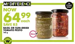 Woolworths Vitality Basil or Sun-Dried Tomato Pesto offer