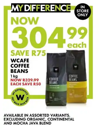 Woolworths WCAFE COFFEE BEANS offer